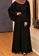 BLACK MODEST BELTED ABAYA MAXI DRESS