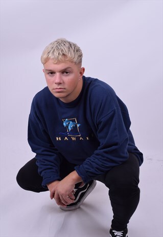 VINTAGE 90'S BLUE HAWAII DOLPHIN SWEATER SIZE LARGE UNISEX