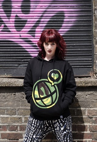 PULLOVER HOODIE BLACK ORGANIC CAMOUFLAGE LOGO PRINT