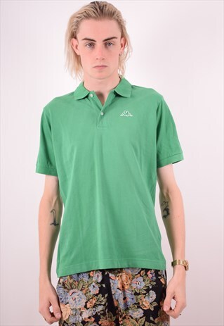 KAPPA MENS VINTAGE POLO SHIRT SMALL GREEN 90S
