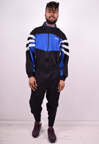 ADIDAS MENS VINTAGE JUMPSUIT LARGE BLACK 90'S