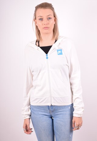 NIKE WOMENS VINTAGE HOODIE JACKET MEDIUM WHITE 90S