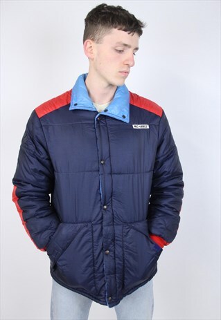 VINTAGE 90S NAVY PATTERNED PADDED JACKET