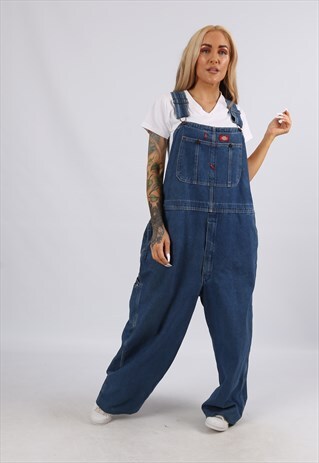 VINTAGE USA DICKIES DENIM DUNGAREES PLUS SIZE 20 3XL (J51Q)