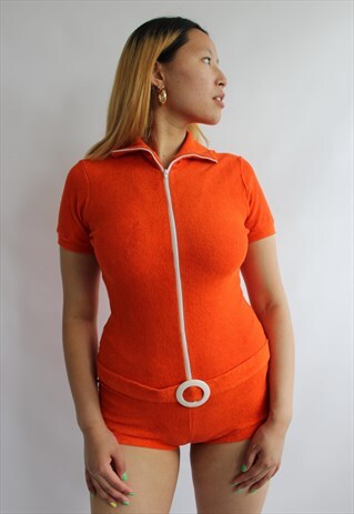 ORANGE 70S STYLE PLAYSUIT