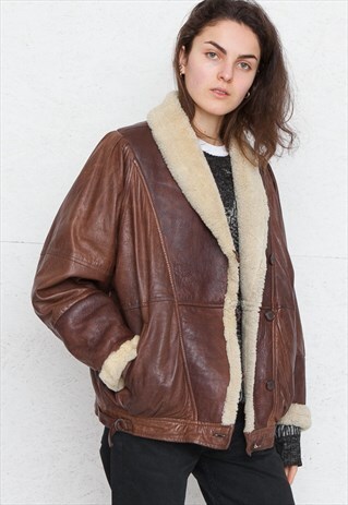 VINTAGE BROWN MENORA LEATHER JACKET COAT
