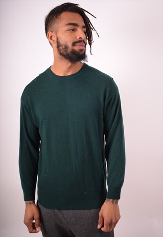BENETTON MENS VINTAGE JUMPER SWEATER MEDIUM GREEN 90S