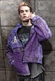 PAISLEY FLEECE JACKET BANDANA BOMBER RETRO JACKET IN PURPLE