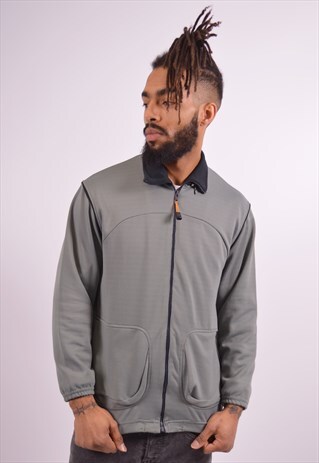 ASICS MENS VINTAGE TRACKSUIT TOP JACKET MEDIUM GREY 90S