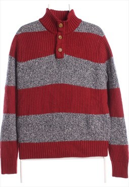 Tommy Hilfiger 90's Quarter Button Striped Knitted Jumper / 