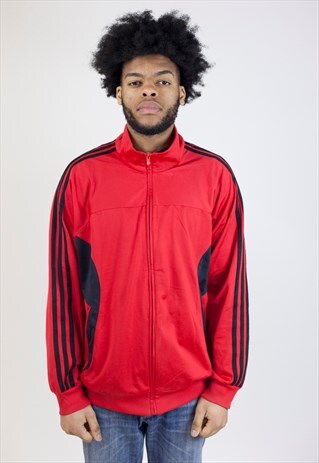 VINTAGE ADIDAS RED ZIP UP 90'S JACKET