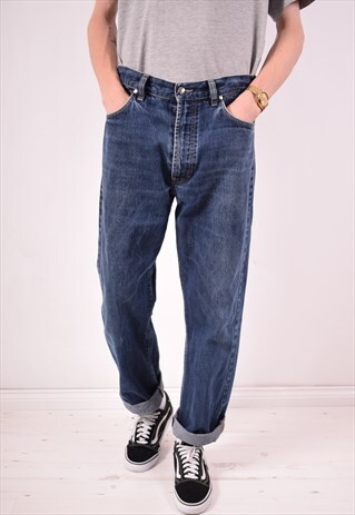 HUGO BOSS MENS VINTAGE JEANS W34 L32 BLUE 90S