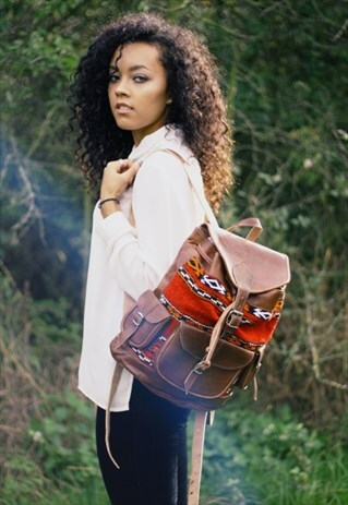 COCO BROWN LEATHER & CARPET RUCKSACK