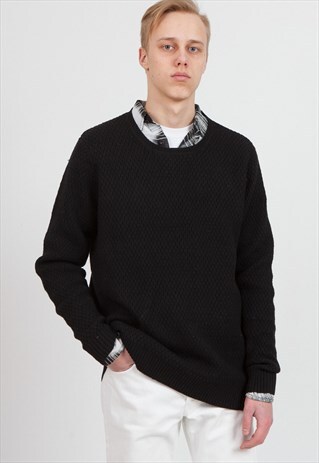 VINTAGE BLACK MARIO CONTI KNIT WOOL JUMPER SWEATER