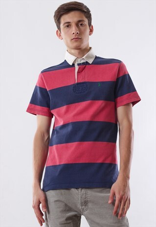 VINTAGE POLO RALPH LAUREN 90S PINK BLUE STRIPED