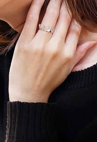 CZ CROWN RING WOMEN STERLING SILVER RING