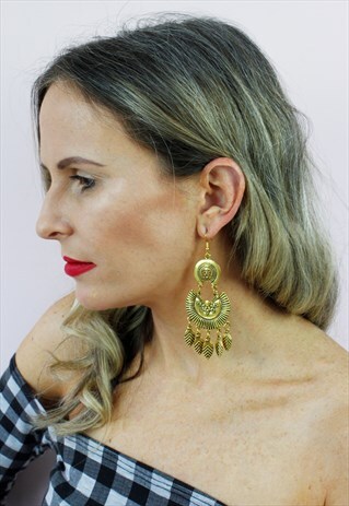 GOLD CHANDELIER DROP DANGLE BOHO EARRINGS
