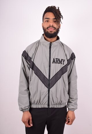 MENS VINTAGE ARMY JACKET SMALL GREY 90S