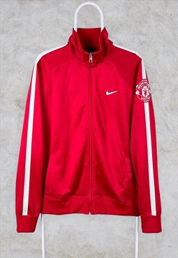 Vintage Manchester United Nike Track Jacket Red Large