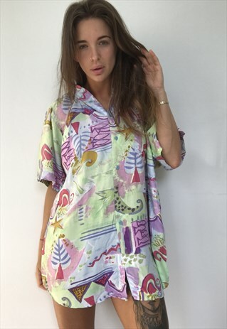 PATTERNED OVERSIZED RETRO VINTAGE UNISEX FESTIVAL SHIRT
