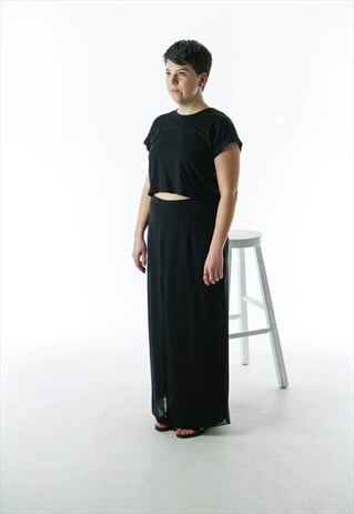 HIGH WAISTED FLARED PANTS / BLACK PANEL PANTS