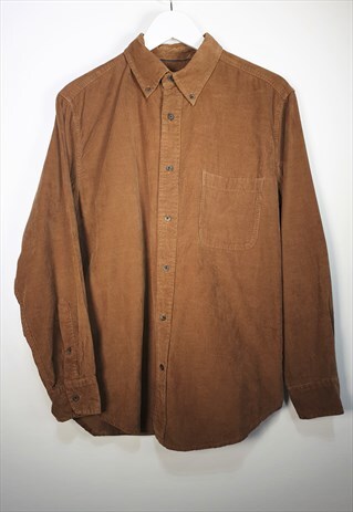 VINTAGE 90S GRUNGE CORD SHIRT IN BROWN