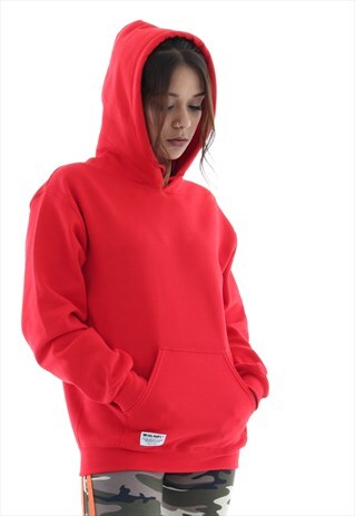 RED HOODIE WITH LOGO PATCH