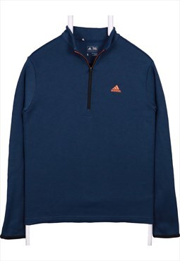 Adidas 90's Quarter Zip Fleece Sweatshirt Small Blue