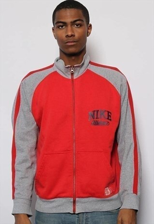 VINTAGE NIKE FULL ZIP SWEATSHIRT RED GREY