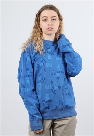VINTAGE NIKE LARGE BLUE EMBROIDERED LOGO SWEATSHIRT