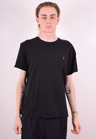 POLO RALPH LAUREN MENS VINTAGE T-SHIRT TOP LARGE BLACK 90S