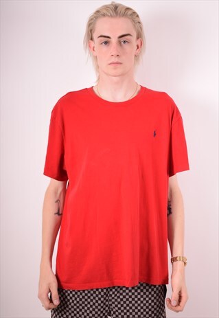 POLO RALPH LAUREN MENS VINTAGE T-SHIRT TOP XL RED 90S