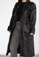 VINTAGE  LEATHER JACKET LONG IN BLACK M