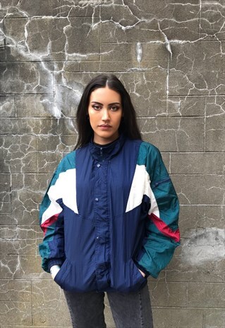 VINTAGE WAVY OVERSIZED WINDBREAKER FESTIVAL SHELL JACKET