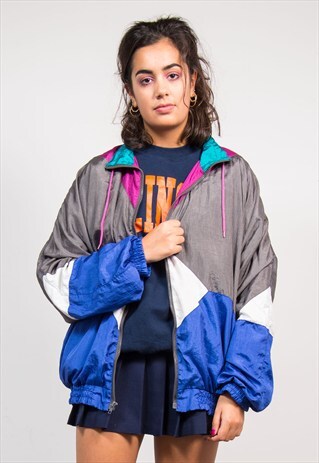 90'S VINTAGE COLOURBLOCK SHELLSUIT TRACKSUIT JACKET