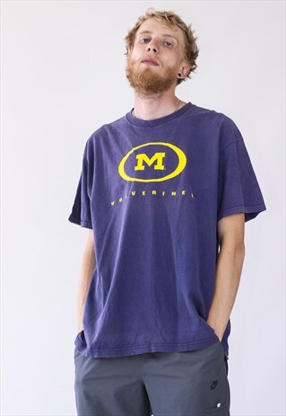 90S VINTAGE MENS NIKE WOLVERINES MICHIGAN LOGO T-SHIRT