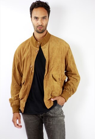 OVERSIZE VINTAGE SUEDE BOMBER JACKET BROWN