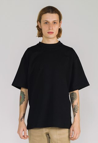 BORDER - BLACK OVERSIZED HEAVY COTTON T-SHIRT