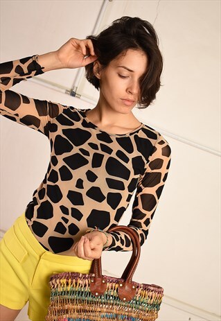 Y2K RETRO ANIMAL PRINT PARIS CHIC LYCRA FESTIVAL TOP