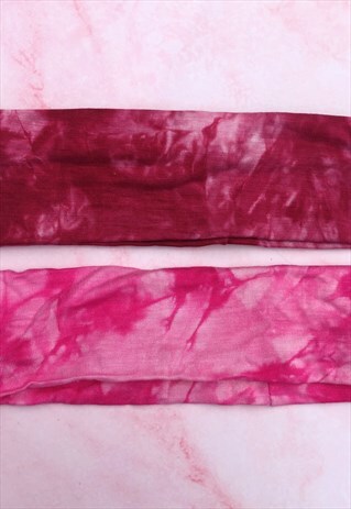 PINK AND DARK PINK TIE DYE MARBLE COTTON HEADBAND BUNDLE