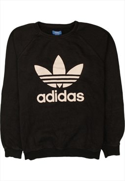 Vintage 90's Adidas Sweatshirt Spellout Crew Neck Black