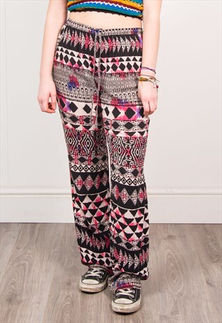VINTAGE 90'S PINK AZTEC SUMMER TROUSERS