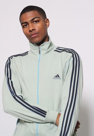 VINTAGE ADIDAS FULL ZIP LOGO SWEATSHIRT GREEN