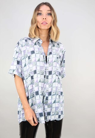 VINTAGE OVERSIZED SHORT SLEEVE PATTERNED SHIRT