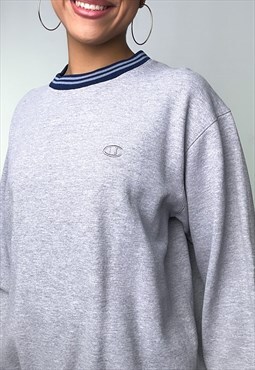 Grey y2ks Champion Embroidered Sweatshirt