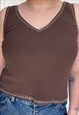 Vintage 1990s Boho Top Brown Beading 