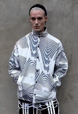 Reversible denim feel zebra coat thin stripe cotton jacket 