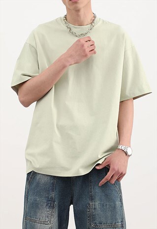 Mint Green Plain Heavy Cotton oversized T shirt tee