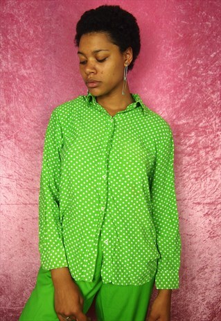 GREEN POLKA DOT BLOUSE