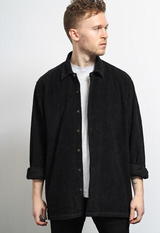 VINTAGE CORDUROY CORD SHIRT BLACK